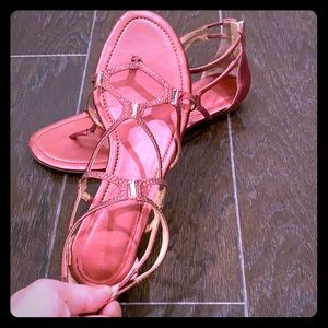 Ivanka Trump pink leather sandals with crystal sz8